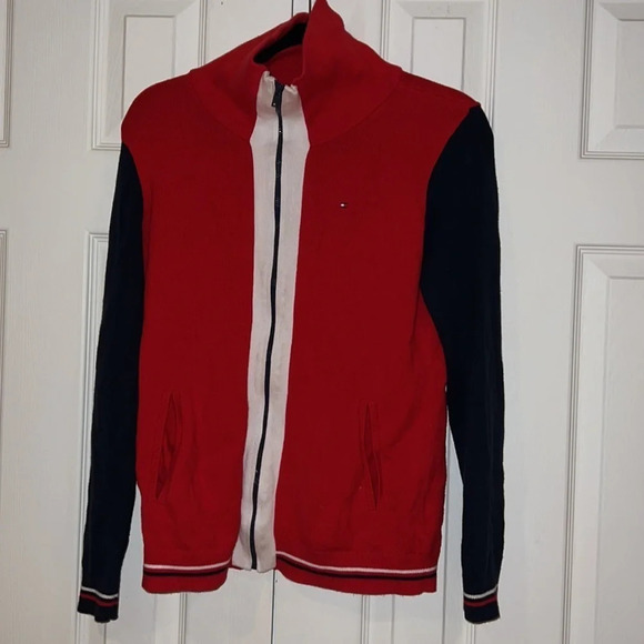 Tommy Hilfiger Sweaters - Tommy Hilfiger fill zipper knit  multi color unisex jacket sweater Sz S